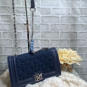 Badgley Mischka Navy Quilted Crossbody Bag
